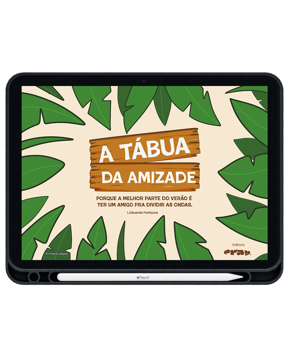 Capa do livro exibida em um tablet