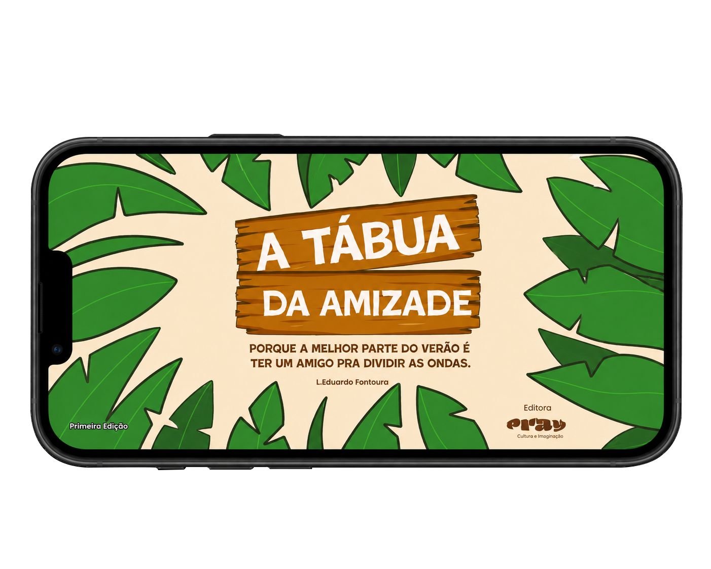 Capa do livro exibida em um celular
